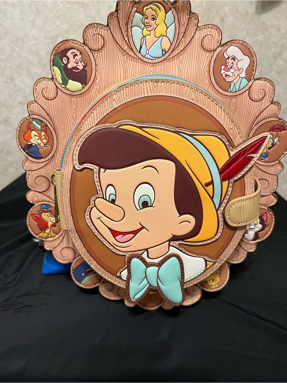 Pinocchio Character Round Backpack in Tan and Brown